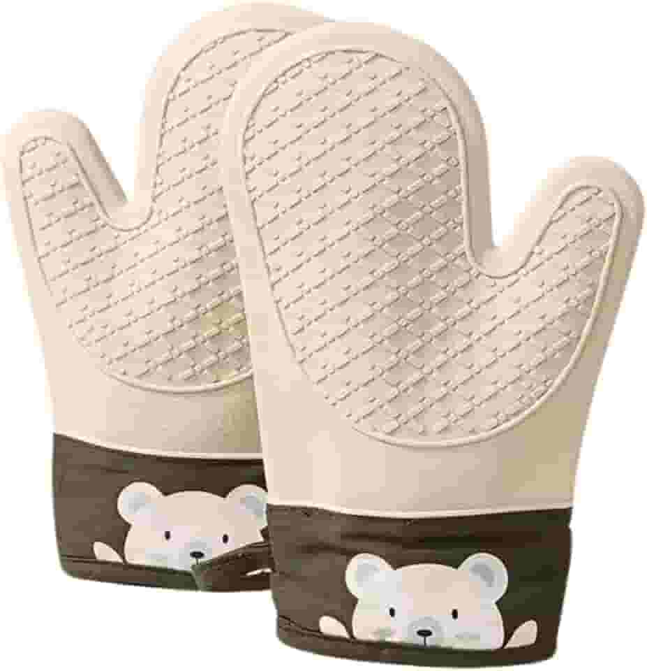 Luva Térmica De Cozinha De Silicone Proteção Para Forno e Fogão Kit Par de Luvas na cor Cinza Claro