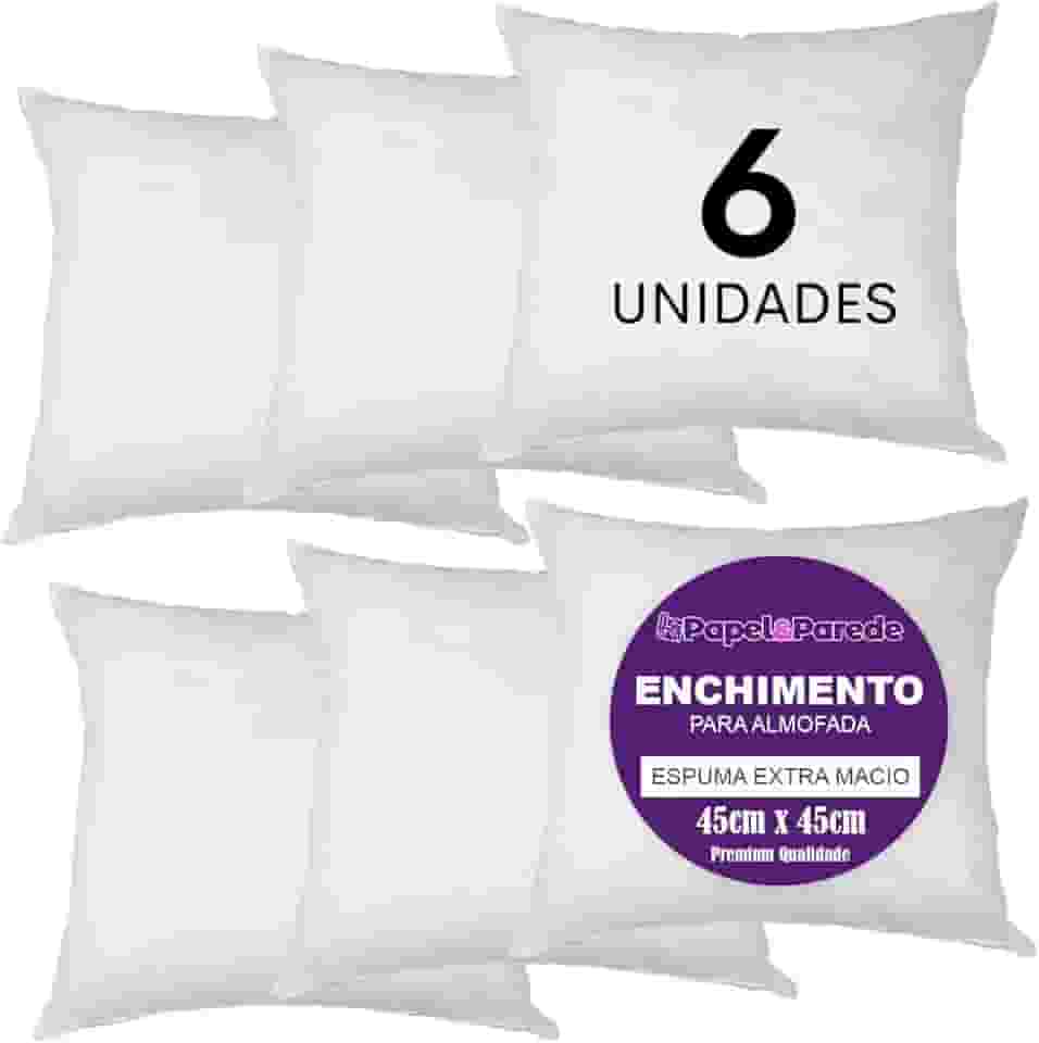Kit 6 Enchimentos para Almofadas Espuma Ultramacio 45x45cm - Conforto e Maciez para Sala e Quarto