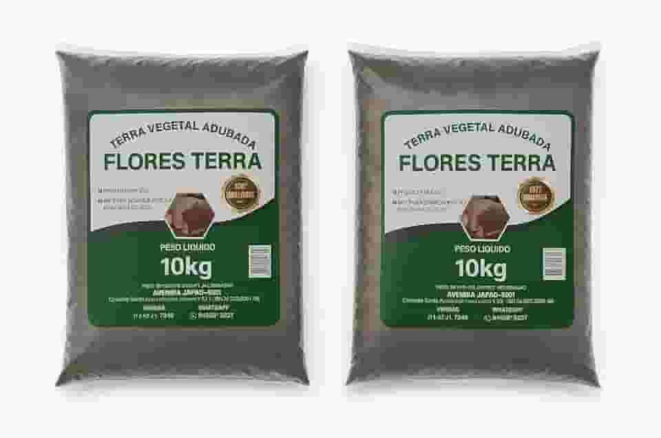 Terra Vegetal Adubada Flores Terra Kit 2 Unidades 10kg Cada Para Cultivo Doméstico