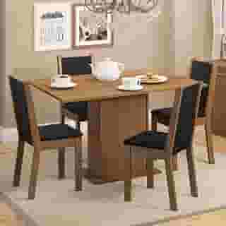 Conjunto Sala de Jantar Madesa Talita Mesa Tampo de Madeira 4 Cadeiras - Rustic/preto/oxford