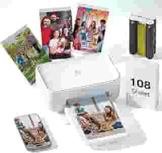 Impressora fotográfica 4 x 6 com 108 folhas e 2 fitas coloridas – Impressora fotográfica portátil sem fio com sublimação de tinta para smartphones iPhone e Android, impressão de fotos em casa e