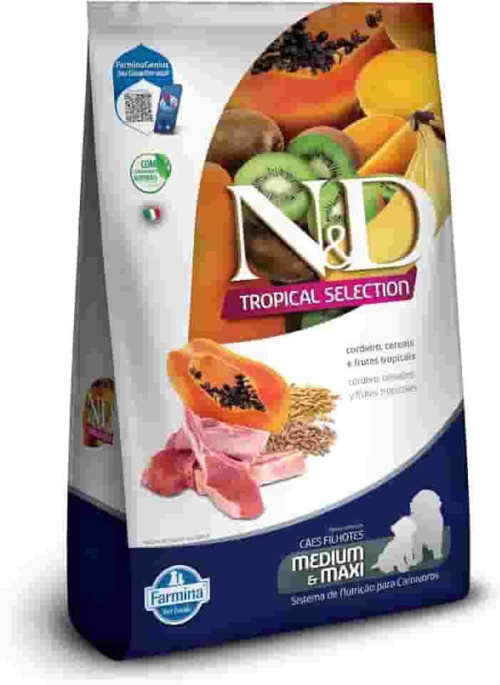 N&D Tropical para Cães Filhotes de Raças Médias e Grandes Sabor Cordeiro, Cereais e Frutas Tropicais 2,5Kg