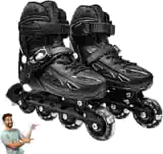 Patins Inline Roller Ajustável Tam 30 ao 33 com 4 Rodas de Gel com LED