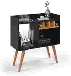 Aparador Buffet Industrial Escritório Hall de Entrada RUBI - Quality Móveis (Preto-Nature)
