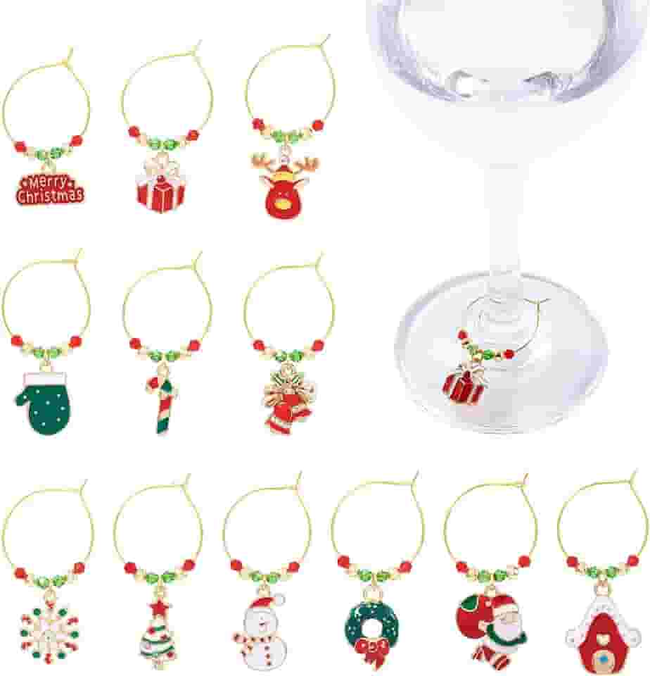 Berloques de taça de vinho de vidro para taças de caule comemorações comemorativas pingentes de vinho marcadores de bebida identificadores para festas, degustações, entretenimento