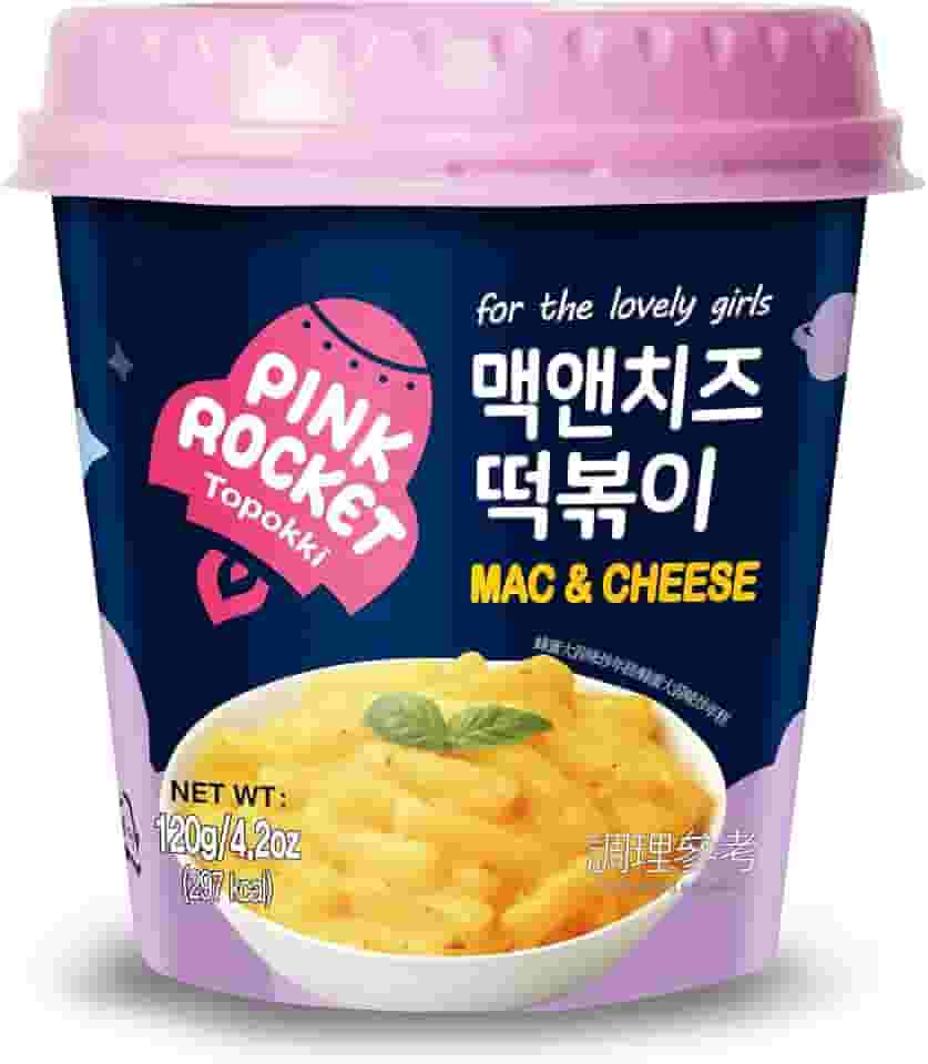 Topokki Bolinho de Arroz Coreano Instantâneo sabor Macarrão com Queijo Pink Rocket Copo - 120 gramas