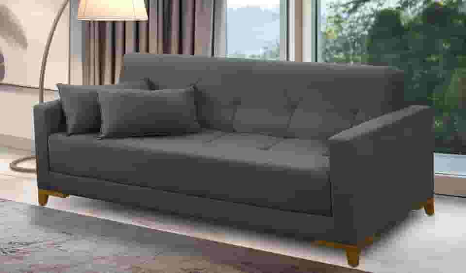 Sofá Cama 3 lugares 2,00m Aurora Suede Cinza Adonai Estofados