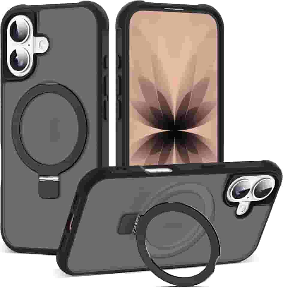 Capa compatível com iPhone 2025 com suporte magnético invisível de anel de vedação de grau militar, capa de telefone translúcida para iPhone 2025 de 6,1 polegadas [compatível com Mag-Safe