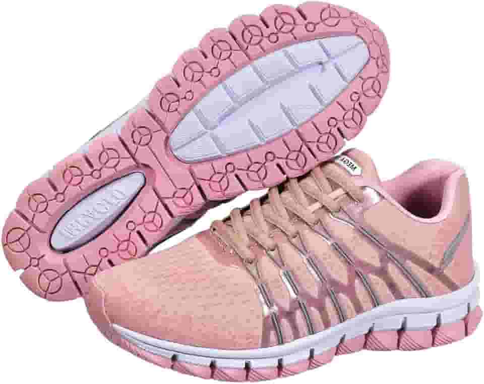 Tênis Esportivo Feminino, Preto e Rosa, Solado Flexível, Running e Caminhada mega oly