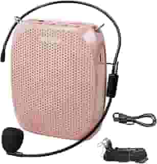 SHIDU Professores de amplificador de voz, alto-falante megafone, sistema PA portátil com microfone e fone de ouvido (trabalho de 12 horas), suporta áudio em formato MP3 para guias turísticos, treinadores, instrutores de ioga e fitness