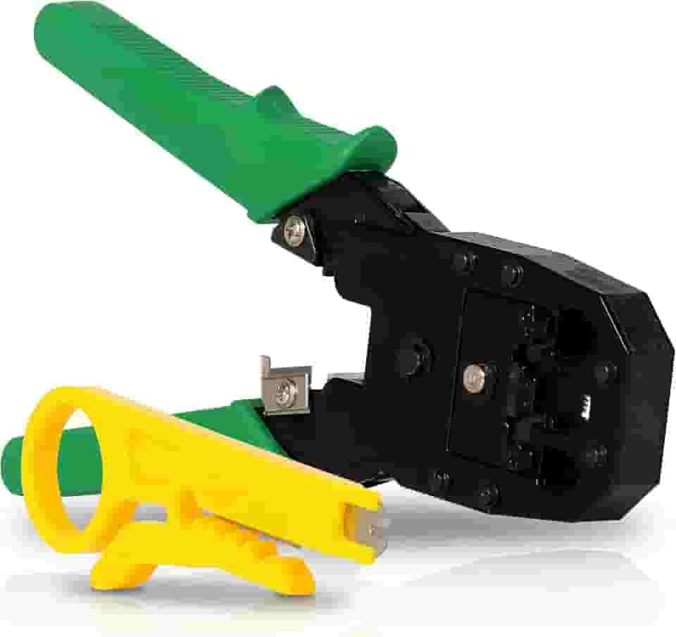 Alicate de Crimpar RJ45 RJ12 RJ11 Terminal com Descascador Lamina de Corte e Desencapador Cabo de Rede Internet Lan