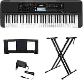 Kit Teclado Arranjador 61 Teclas PSR E383 com Fonte Bivolt e Suporte em X
