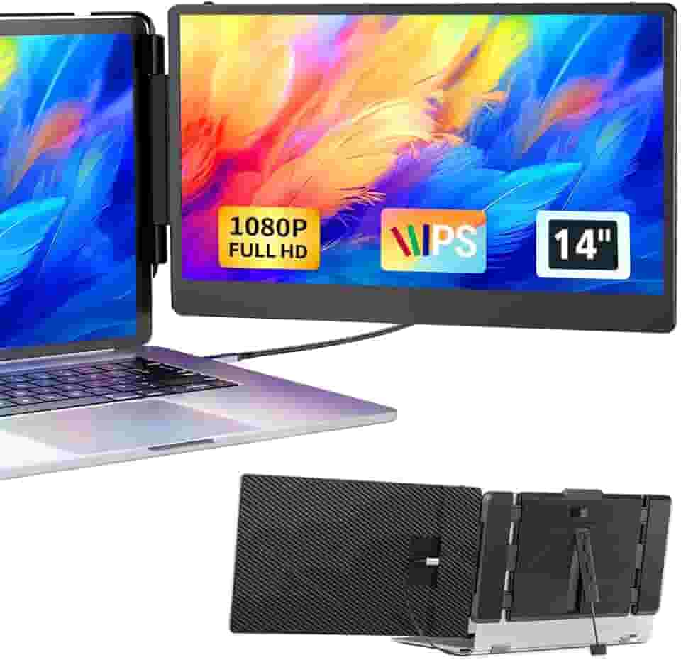 LOSC Extensor de Tela de Laptop – Monitor Portátil com painel IPS de 14 polegadas FHD 1080p Monitor Estendido para Laptop Windows Mac Chrome Linux