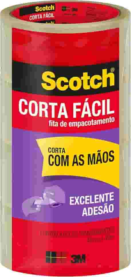 Scotch, 3M, Fita de Empacotamento Corta Fácil, 4 Rolos, 45mm x 40M