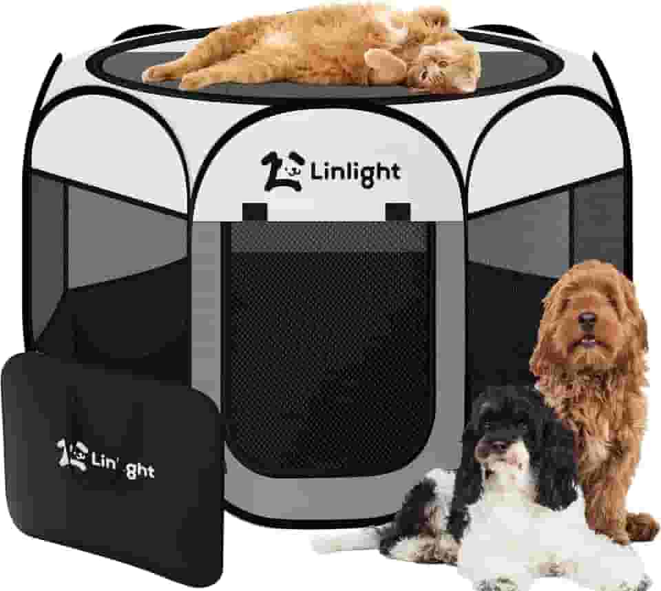 Cercado para Cachorros Grande,Cercadinho Pet Dobrável para Cachorros com Tecido Impermeável de Fácil Montagem e Transporte G