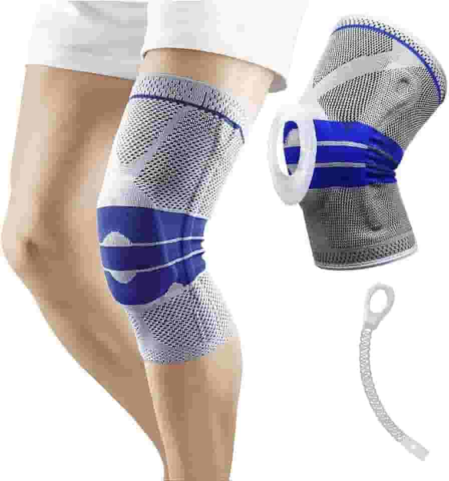 Joelheira Compressao Ortopedica Gel Silicone Suporte Patela Joelho Perna Atletismo Corrida Futebol Alivia Dores Tensoes Musculos Circulaçao Corpo (Médio)