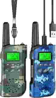 Inspireyes Walkie Talkie crianças recarregável, 48 horas de tempo de trabalho, 3 quilómetros de longo alcance, presentes de aniversário, brinquedos ao ar livre para crianças dos 3 aos 12 anos