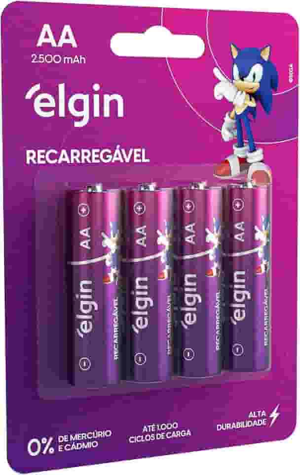 Pilha recarregável AA 2500Mah Elgin com 4 unidades Comum
