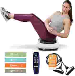 Máquina de exercício com placa vibratória Lifepro Waver – Vibração de alta intensidade para ativação muscular, plataforma vibratória de treino de corpo inteiro com bandas, equipamento de fitness para