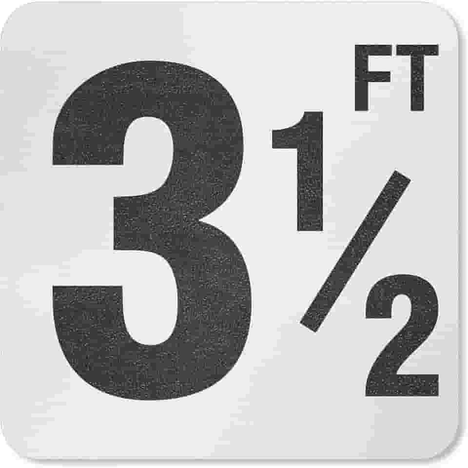 SmartSign Marcador/letreiro adesivo de profundidade de piscina "3 e 1/2 Ft", letra de 10 cm, vinil laminado de 20 mm com superfície de seixos antiderrapante, 14,6 cm x 14,6 cm, preto e branco, feito