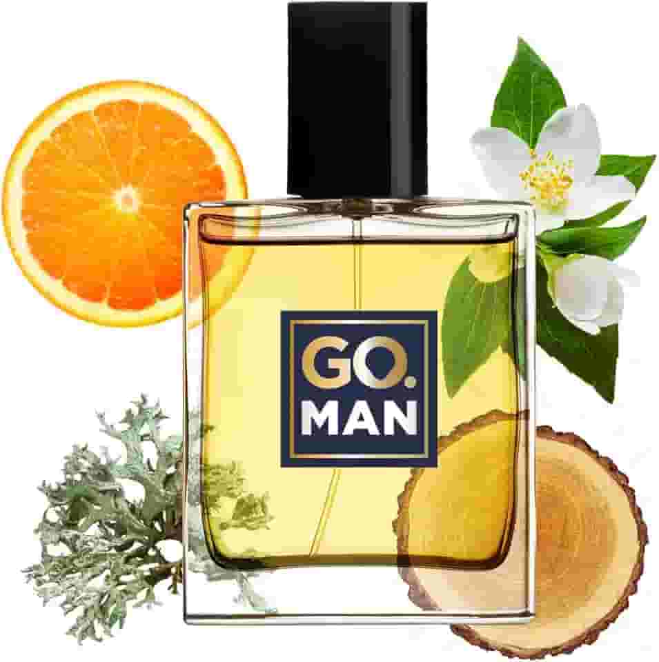 Perfume Go Man, EDP, amadeirado fresco, versátil, para todas ocasiões, 50ml