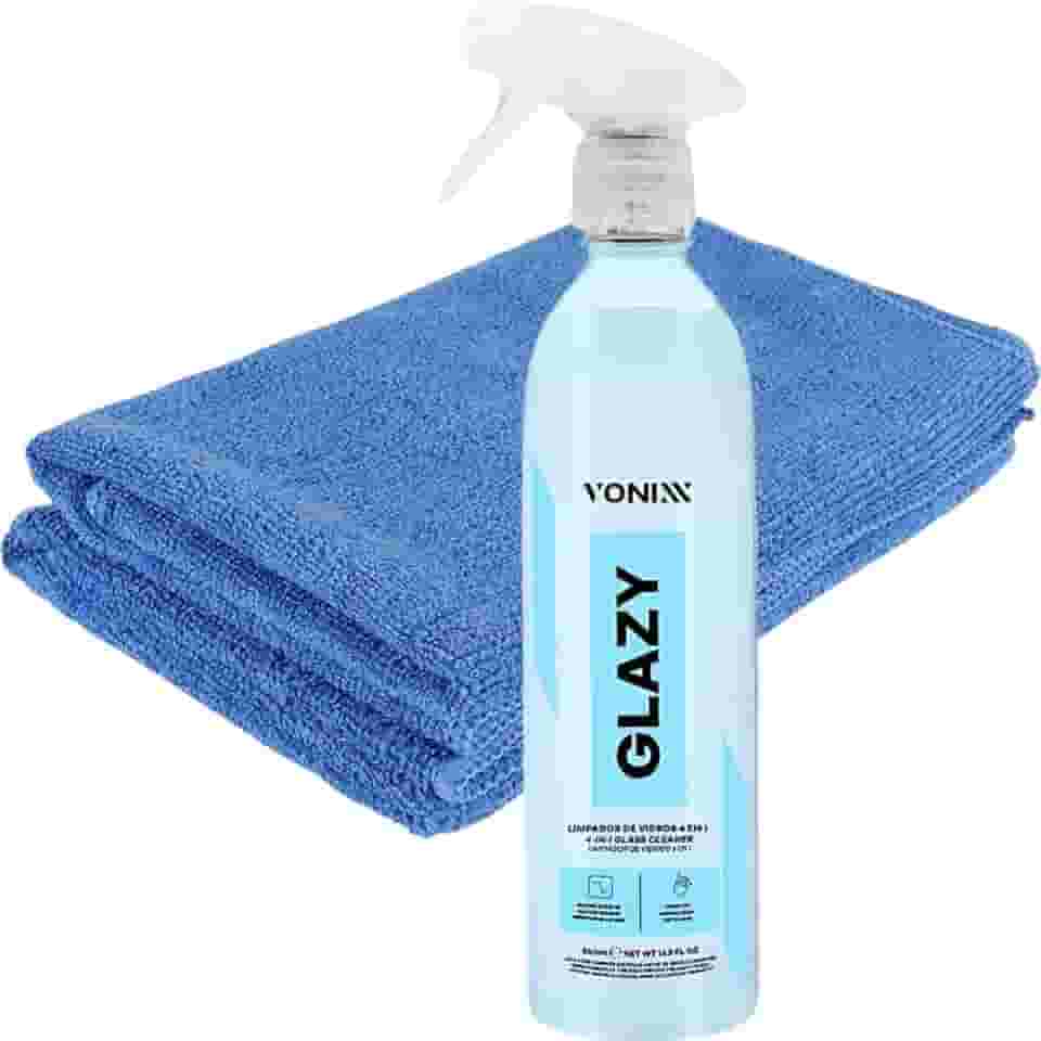 Glazy 500ml Limpa Vidros 4 Em 1 Redutor Atrito Risco + Pano Microfibra