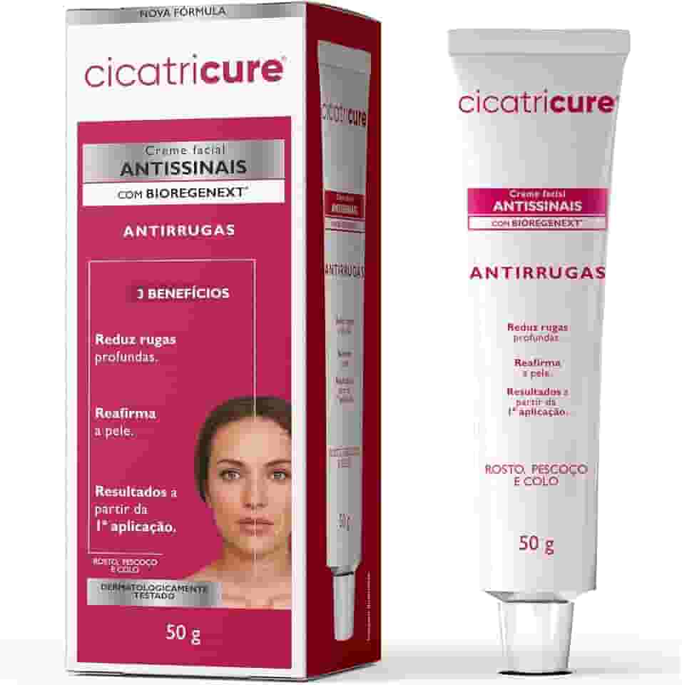 Cicatricure Creme Facial Antirrugas Antissinais com BIOREGENEXT, Reduz Rugas Profundas, Reafirma a Pele, Hidratante para Área dos Olhos, Resultados desde 1ª Aplicação, Combate Olheiras 60g