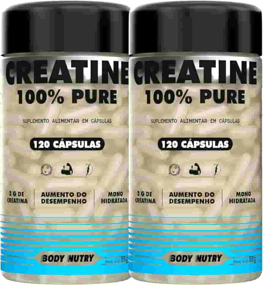 Kit 2x Creatina 100% Pura Monohidratada e Micronizada - Pote 120 Capsulas - Creatine Pure Monohydrate - Importada Alto Grau de Pureza - Original