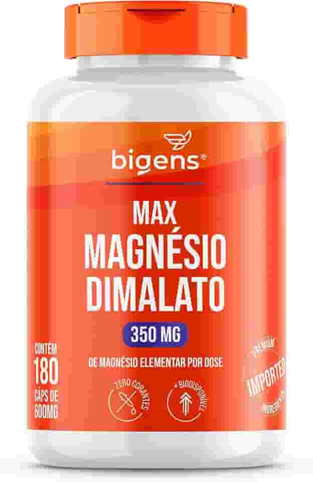 Max Magnésio Dimalato, 350mg de magnésio elementar por dose, 180 cápsulas, Biogens