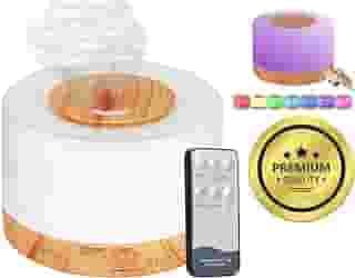 Difusor De Aromas, Umidificador De Ar Ultra-Sônico 500Ml, Difusor De Óleo Essencial, Abajur Led, Lâmpada Colorida Com Controle Remoto (Madeira Clara)