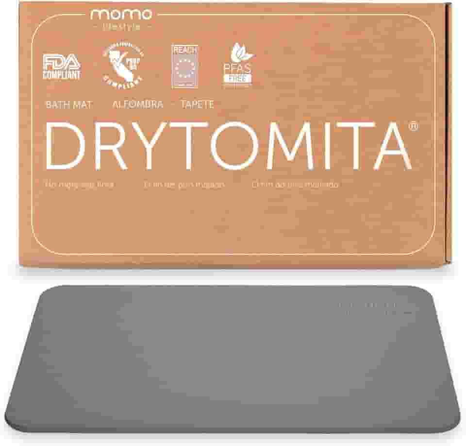 Momo Lifestyle Tapete para Banheiro de Terra Diatomácea Drytomita, Seca Rápido para Saída de Box, Antiderrapante (Cinza Grafite, 60 x 39 cm)