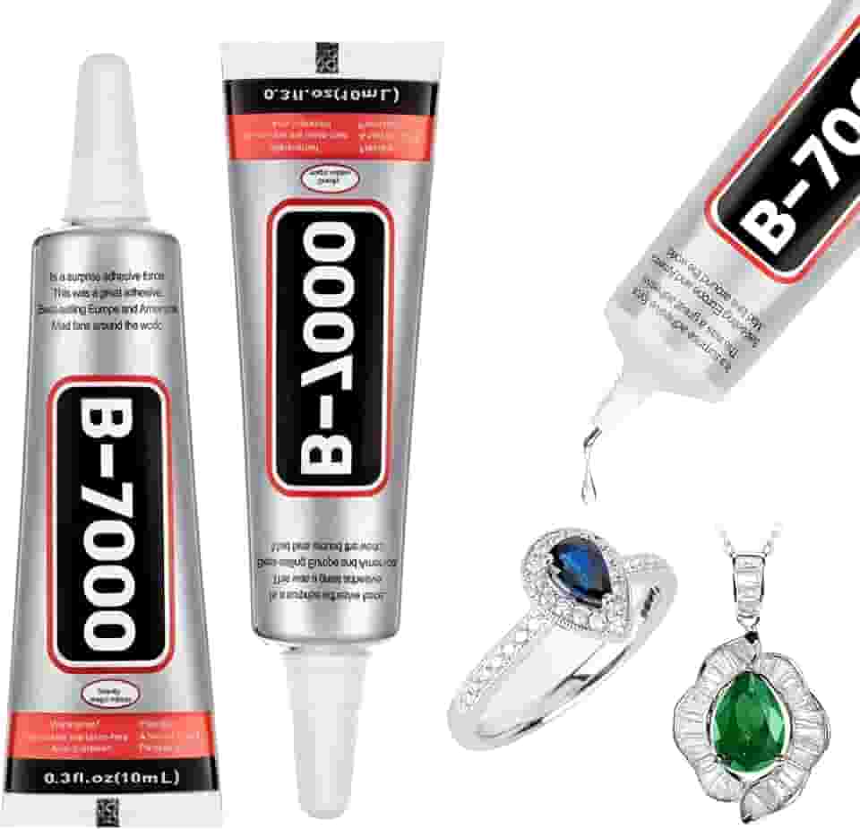 Cola para Joias para Metal e Pedra, 2 Peças 10Ml B7000 Adesivo de Alto Desempenho, Gel Autonivelante, À Prova D'Água, para Fazer Joias, Aplicação de Strass, Reparo de Tecido para Unhas