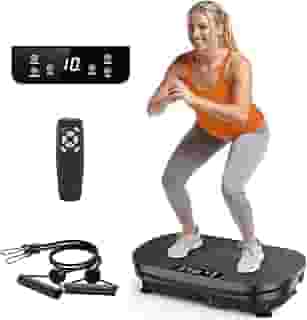 FEIERDUN Máquina De Exercício De Placa Vibratória, Placa Vibratória Para Drenagem Linfática, Plataforma De Vibração De Placa Elétrica Para Perda De Peso, Tonificação E Bem-Estar - Preto