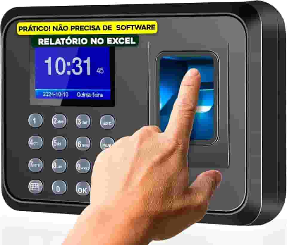 Relógio de Ponto Biométrico Digital Eletrônico Máquina Para Empresa Com Conexão USB Confirmação Sonora E Visual Impressão Digital Para Registro De Pontos Não Requer Instalação de Software