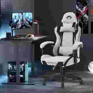 Cadeira Gamer Python Fly em tecido, respirável e ecológica, ângulo ajustável (Cinza Claro)