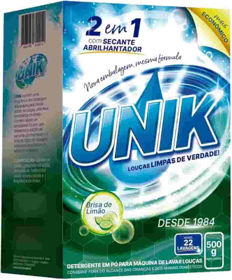 Detergente 2 em 1 Secante Abrilhantador Brisa de Limão Lava Louças 500g Unik