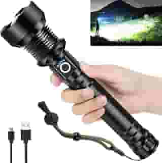 OMALIGHT Lanternas recarregáveis de alto lúmens, 990000 LM XHP90.2, lanterna super brilhante com zoom e 5 modos e à prova d'água IPX7 para acampamento
