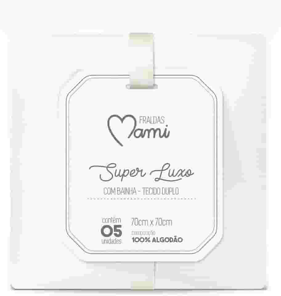 Papi Textil Fralda Super Luxo Mami C/ Bainha Branca 70Cm X 70Cm Contem 05 Un