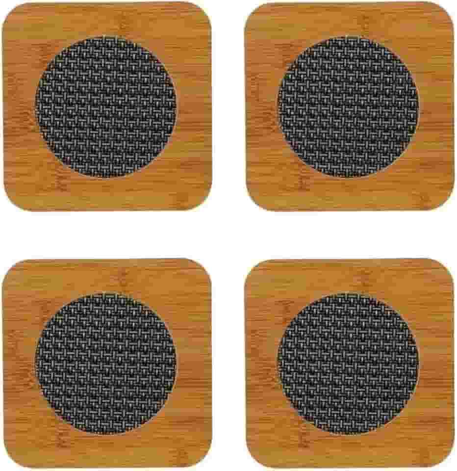 Kit 4 Peças Descanso de Panela em Bambu com Proteção Térmica Design Moderno Protege a Mesa de Panela e Travessa Quente Descanso de Bule de Chá e Chaleira 16,5 cm