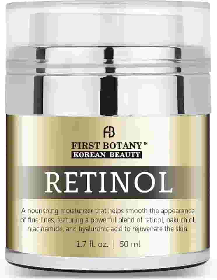 First Botany Creme Facial Hidratante Com Retinol Coreano, E Pescoço Antienvelhecimento Bakuchiol, Ácido Hialurônico Niacinamida, Fabricado Na Coreia, Livre De Crueldade, 50 Ml