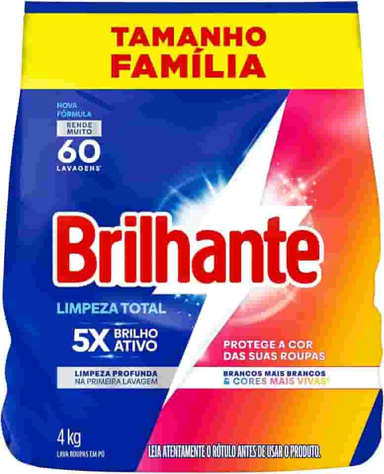 Brilhante Lava-Roupas Em Pó Roupas Brancas E Coloridas Limpeza Total Pacote Tamanho Família 4 Kg (Pacote De 1)