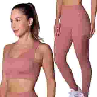 Conjunto Fitness Sem Costura Microfibra de Poliamida Selene Academia Legging e Top Adulto