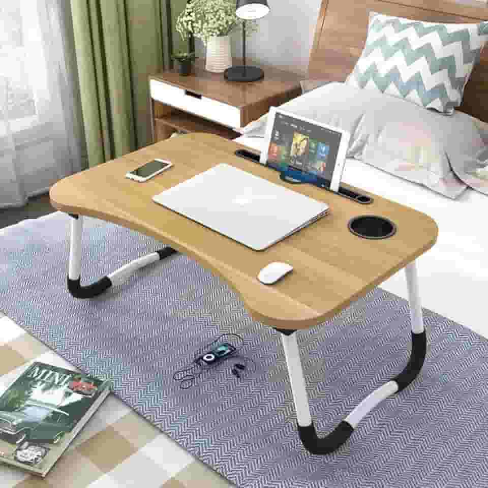 Mesa Portátil para Notebook Suporte para Cama e Sofá Dobrável Home Office (Madeira)