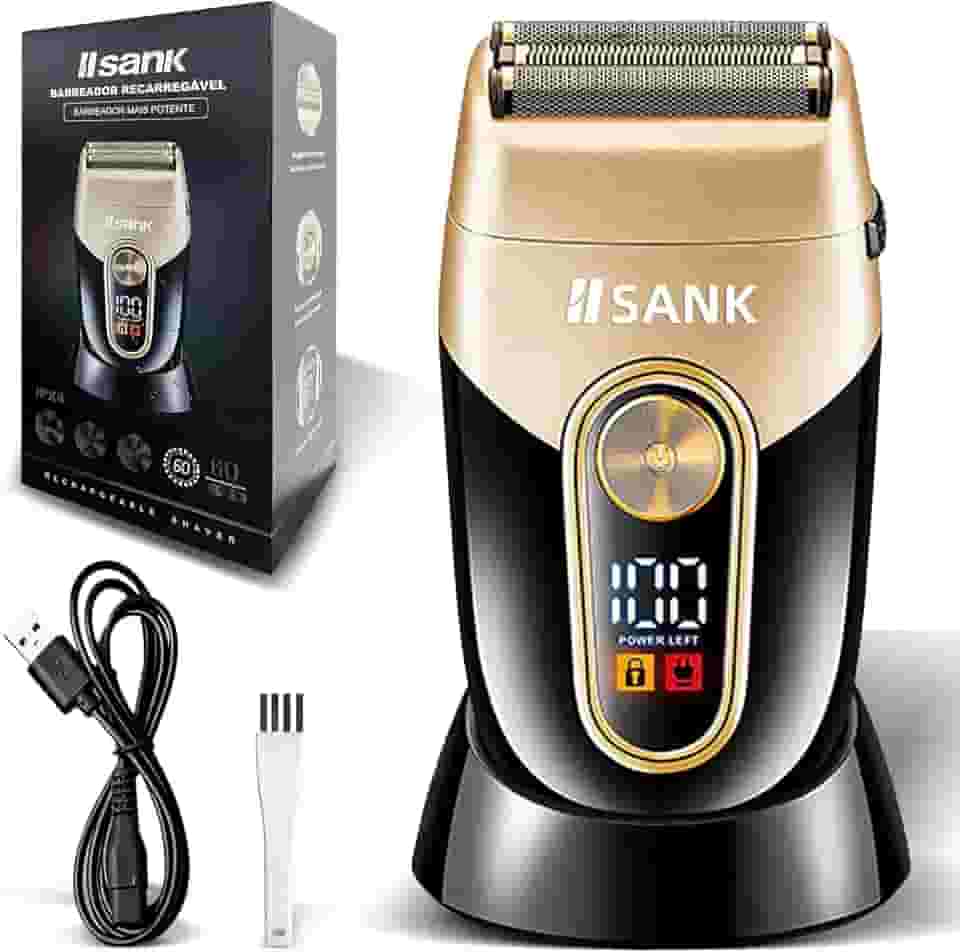 Barbeadores Eletrico para Homens, Barbeadores Profissionais Sem Fio, Alternativos, Lâminas Duplas Recarregáveis, Com Visor GN-323