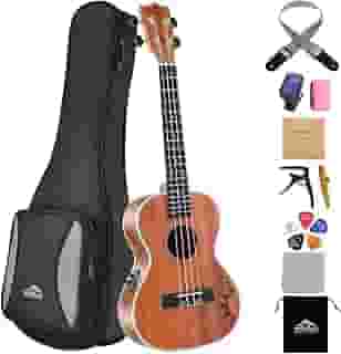 EASTROCK Ukulele Tenor Ukelele Sapele Equalizador Elétrico Embutido Ukulele 66 cm Pacote Grande Ukulele Ukalalee Adequado para adultos, Iniciantes. (26-Sapele-EQ)
