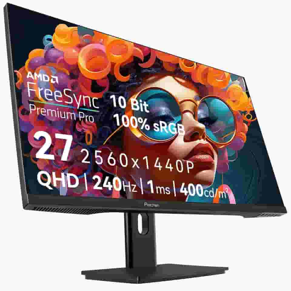 Monitor de jogos de 27 polegadas 2K 240Hz QHD 2560x1440P, 1ms, 400cd/m², tela de PC 100% sRGB, compatível com AMD FreeSync Premium Pro, 2X DispalyPort 1.4 e HDMI 2.0, alto-falantes embutidos duplos