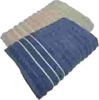 Jogo Toalhas de Banho Gigante, 2 Peças, 100% Algodão, Corttex, Jacquard Wave, Alta Absorção, 150x80cm, 450g/m², Ultra Macia (Bege/Azul)