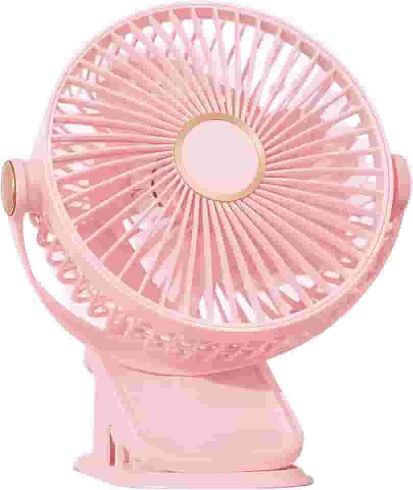 Ventilador de Mesa Portátil USB 3 em 1 Recarregável com LED, 5 Velocidades, 360° e Silencioso Para Escritório, Home Office, Quarto e Viagens (Rosa)