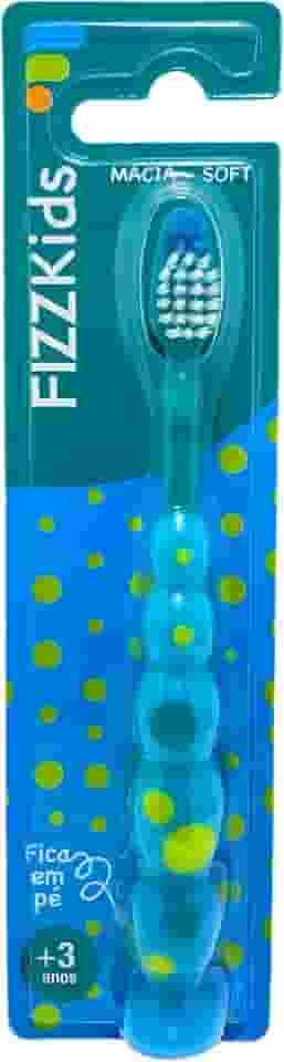 Escova dental, kids, dots, +3 anos, cerdas macias, azul com verde