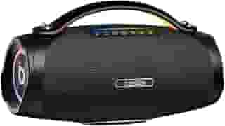 Caixa de Som Bluetooth Portátil 200W, Basike Boombox V97 Pro com Powerbank, IPX6 À Prova D'água e Resistente À Poeira, Luz RGB Surround, Tecnologia TWS, 8h de Autonomia, EQ/TWS/TF/AUX